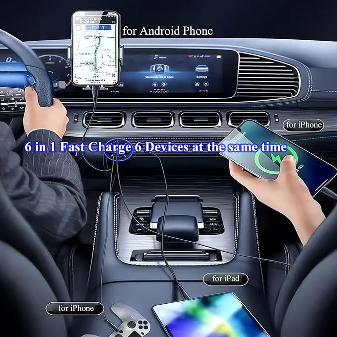 Super Fast Charge USB C Car Phone Charger Adapter 6 in 1 - Image 4