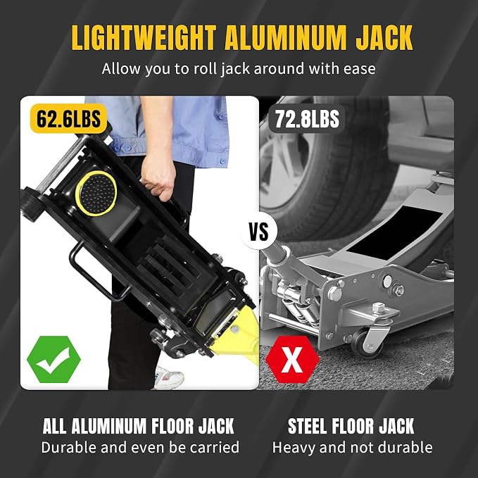 YELLOW JACKET Floor Jack 3 Ton Full Aluminum Ultra Lightweight Low Profile - Image 5