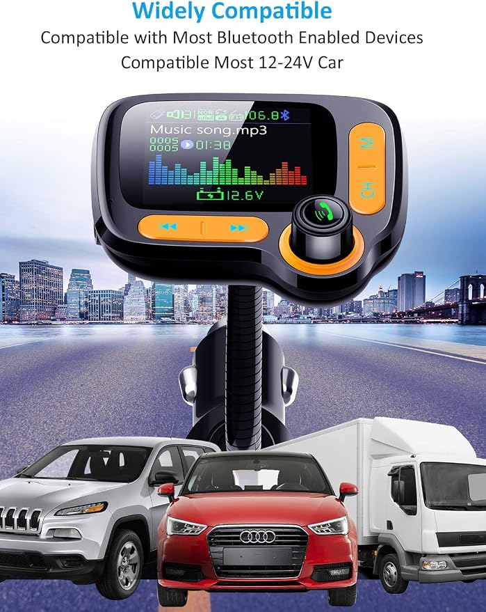 TSNAM Bluetooth FM Transmitter Car Adapter, Support Wireless Handsfree Call and - Image 7