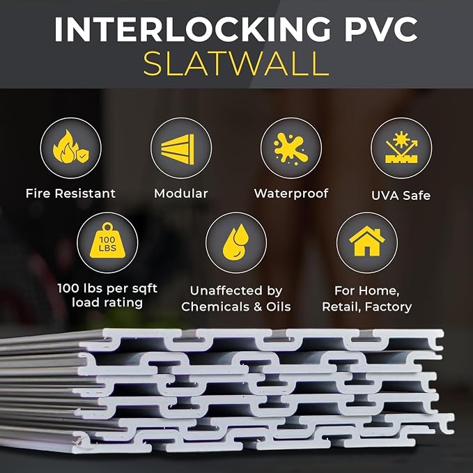 Slatwall Panel Garage Wall Organizer: Heavy Duty Wall Mounted PVC Wall Rack - Image 3