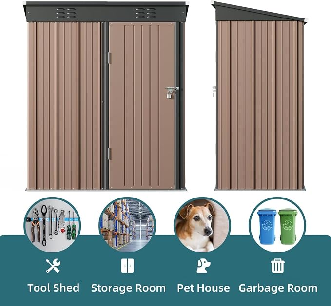 Bealife Outdoor Storage Shed Clearance, Metal Outdoor Storage Cabinet, - Image 6