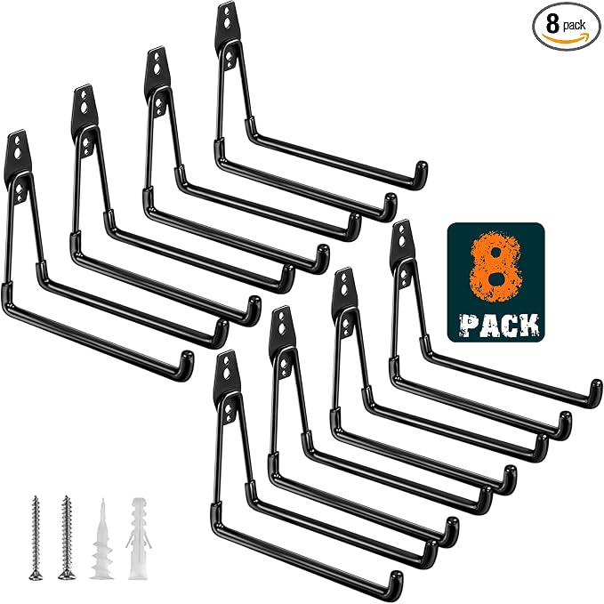 Heavy Duty Garage Hooks 8 Pack, 7.7 inch U Shaped Long Hanger, Wall Mounted by HUPBIPY
