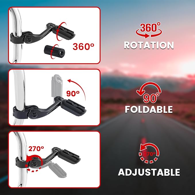 Motorcycle Adjustable Highway Pegs, 1.25" Highway Foot Pegs - Image 2