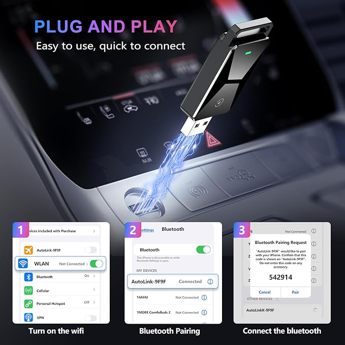 Wireless CarPlay Adapter for Apple CarPlay，Convert Wired to Wireless iPhone - Image 5