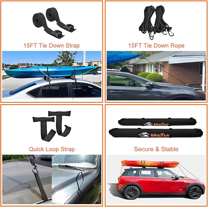Universal Car Soft Roof Rack Pads Luggage Carrier System - Image 8