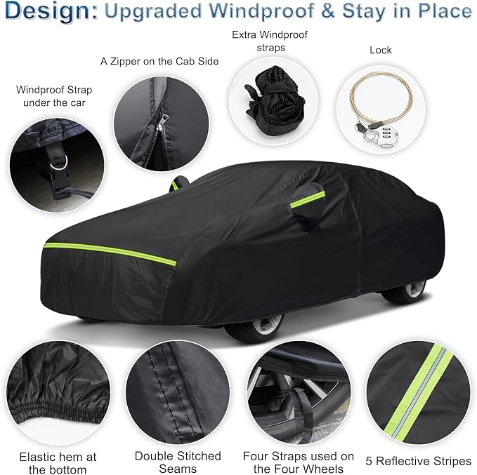 for Mercedes Benz S Car Cover Waterproof All Weather Heavy Duty Protection - Image 3