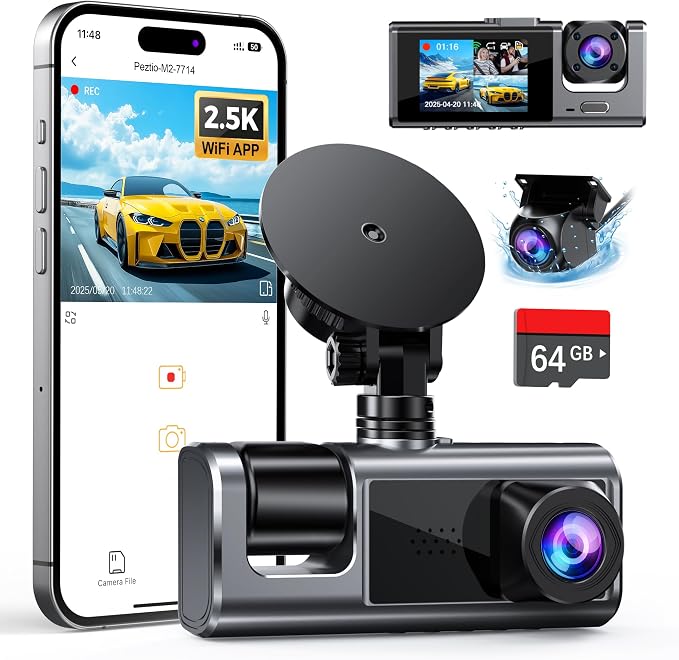 3 Channel WiFi Dash Cam Front and Rear Inside by galphi