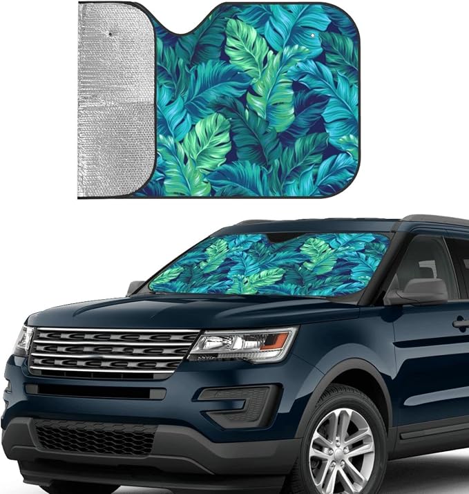 Tropical Leaves Car Windshield Sunshade Front Window Sun Visor Protector - Image 3