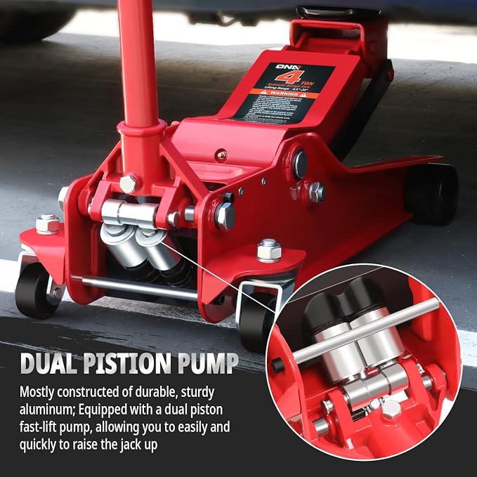 DNA MOTORING Low Profile Hydraulic Trolley Service/Floor Jack, 4 Ton Capacity - Image 3