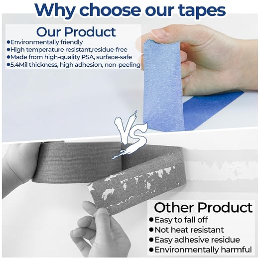 10 Rolls Blue Painters Tape 2 Inch, Bulk Masking Master Tape 60 Yards, Wall - Image 4