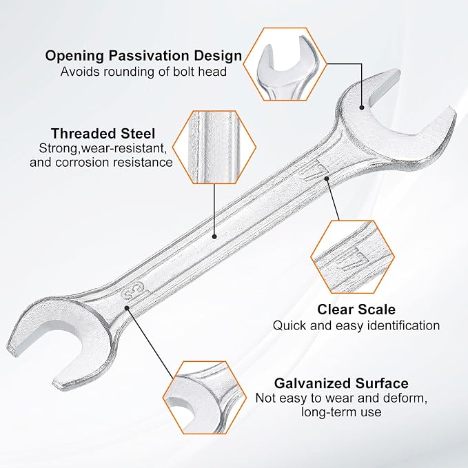 HARFINGTON 5pcs Double Open End Wrench 13mm x 17mm Metric 15 Degree Offset - Image 4