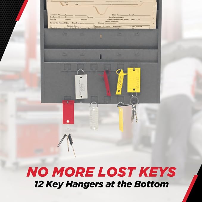 CHAMP® Repair Order Rack with Key Hanger, Heavy-Duty 12-Pocket Alloy Steel Wall - Image 4