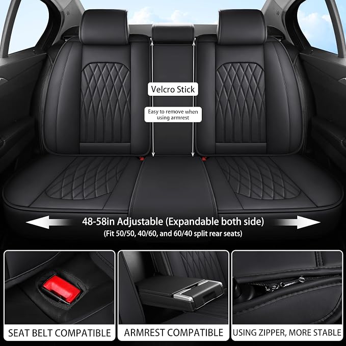 WELLDO Car Seat Covers Full Set, Leather Seat Covers - Image 5