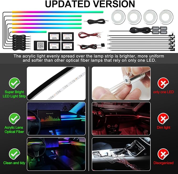 Dreamcolor Acrylic Interior Car LED Strip Light - Image 5