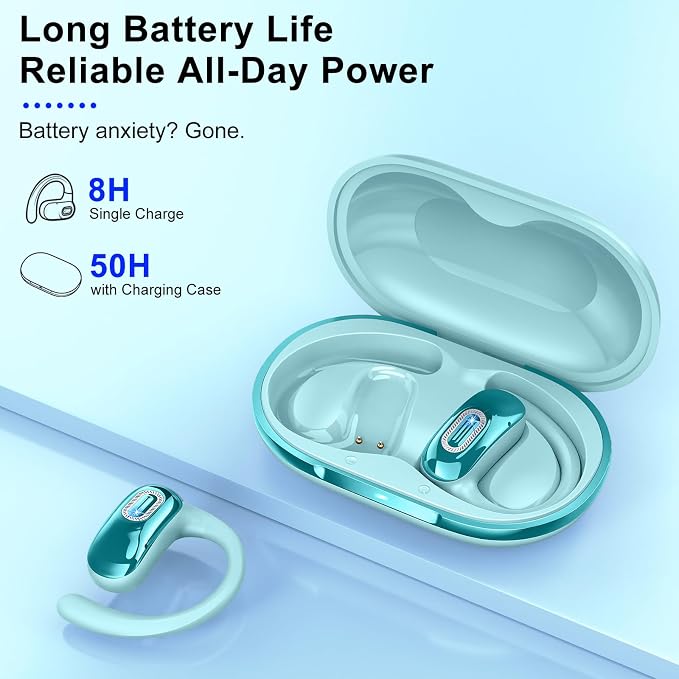 Open Ear Headphones, Air Conduction Ear buds, HD Stereo Bass Over Ear Earphones - Image 2