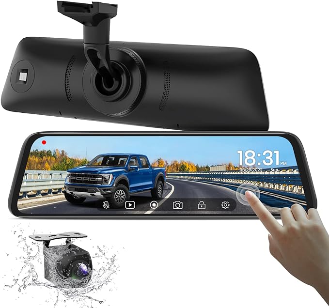 9.35''1080P OEM Rear View Mirror Camera: Recording Wide View Back Up Camera by AUTO-VOX