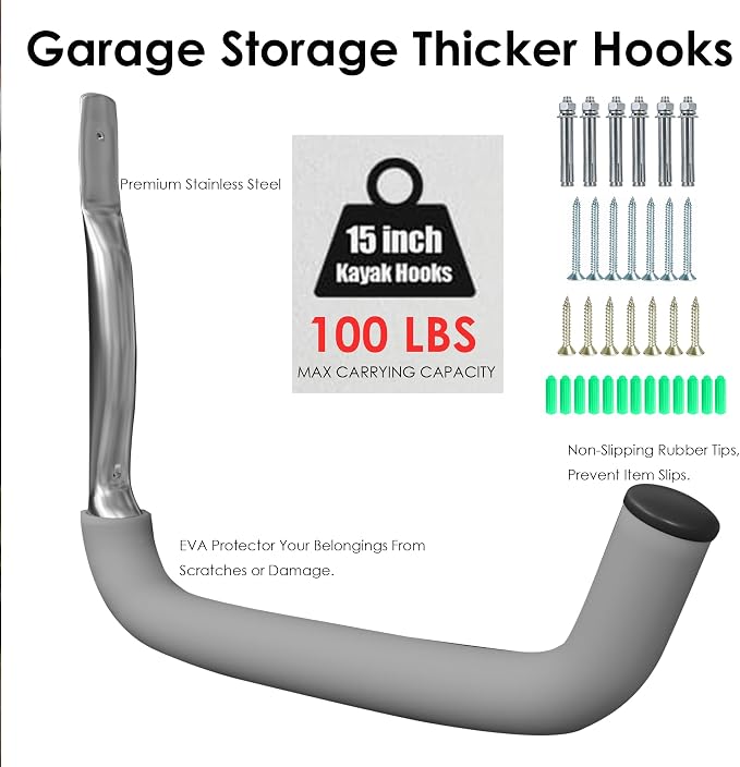 6 Pack Garage Hooks Heavy Duty, Garage Storage Organizer - Image 5