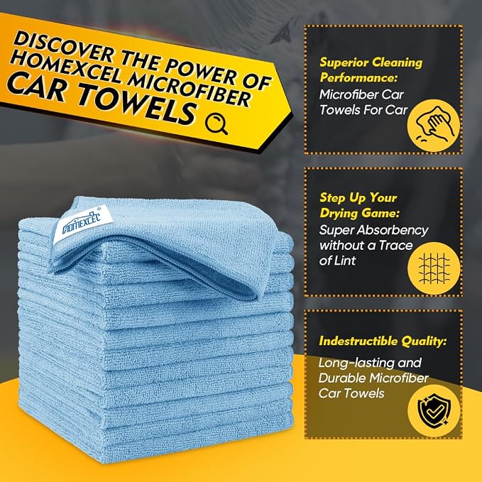 HOMEXCEL Blue Microfiber Cleaning Cloth 12 Pack, 12.5 x 12.5 inch Microfiber - Image 2
