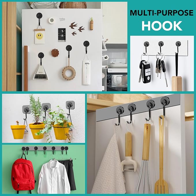 DIYMAG Black Magnetic Hooks, 40LBS Strong Magnetics Heavy Duty, Magnet Hook - Image 6