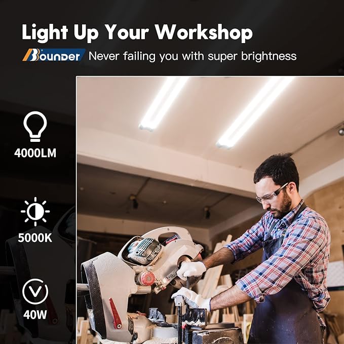 Bbounder 10 Pack Linkable LED Utility Shop Light, 4 FT Integrated Fixture - Image 3