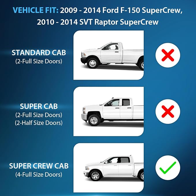 Nilight Durable Rain Guards for Ford F150 Super Crew 2009-2014, F150 SVT Raptor - Image 4