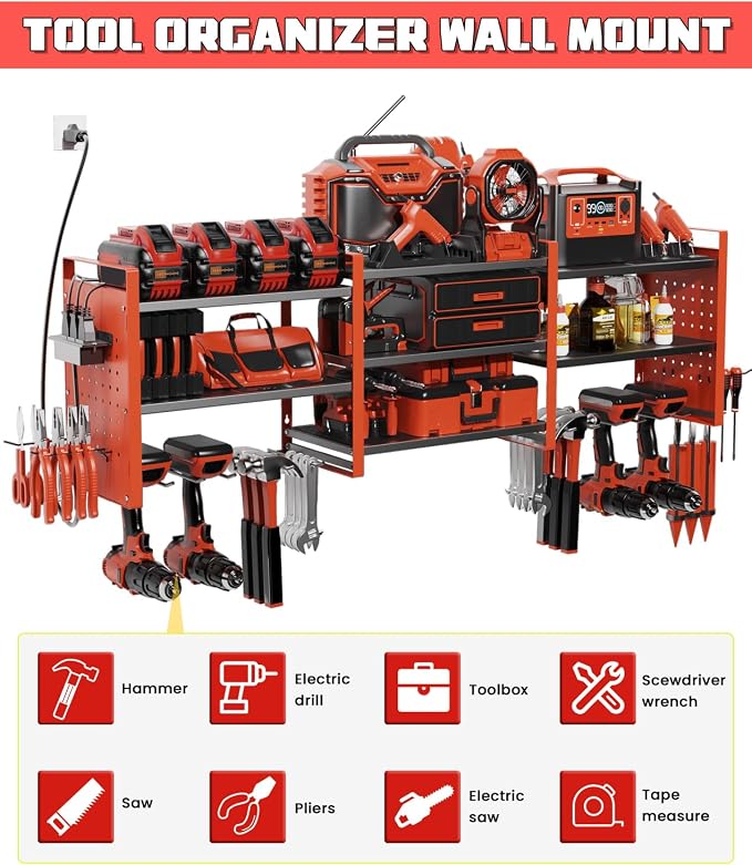 Heavy-Duty 48" Wall Mount Power Tool Organizer - Image 4