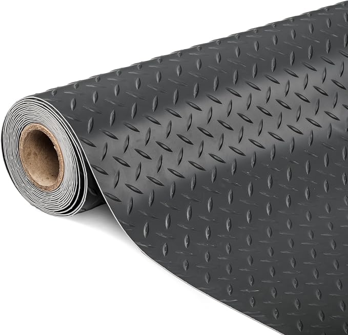 TUFFIOM 7.5 x 20 FT Garage Floor Mat, Thickened Diamond Plate PVC Garage Mats by TUFFIOM