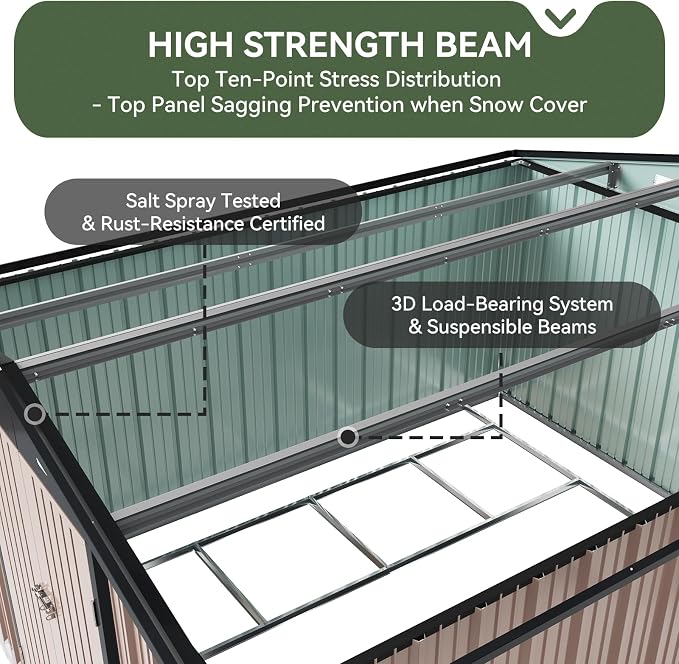 Aoxun 10 x 12FT Outdoor Storage Shed - Image 8