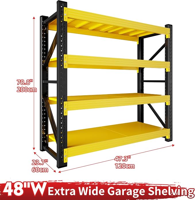 4000LBS Garage Shelving 48" W Garage Shelving Heavy Duty 4-Tier Metal Storage - Image 3
