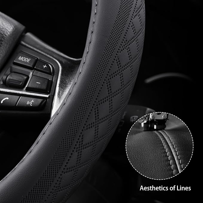 【2025 Model】 Breathable Soft Leather Car Steering Wheel Cover - Image 5