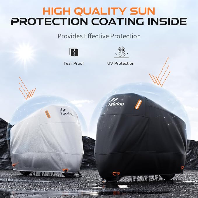 Motorcycle Cover Waterproof Outdoor, 300D Heavy Duty, UV & Rain Resistant - Image 4