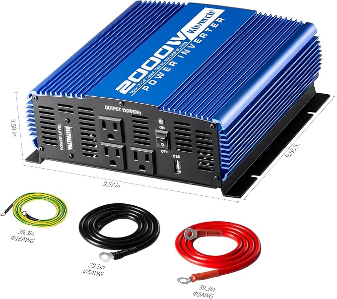2000W Continuous/ 4000W Peak Power Inverter 3 AC Outlets 12V to 110V Car - Image 2