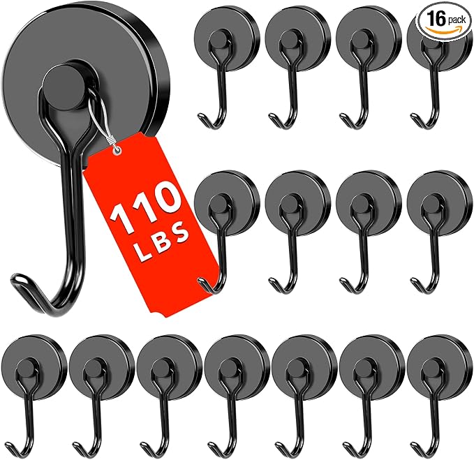 DIYMAG Black Magnetic Hooks, 110LBS Strong Magnetics Heavy Duty, Magnet Hook by DIYMAG