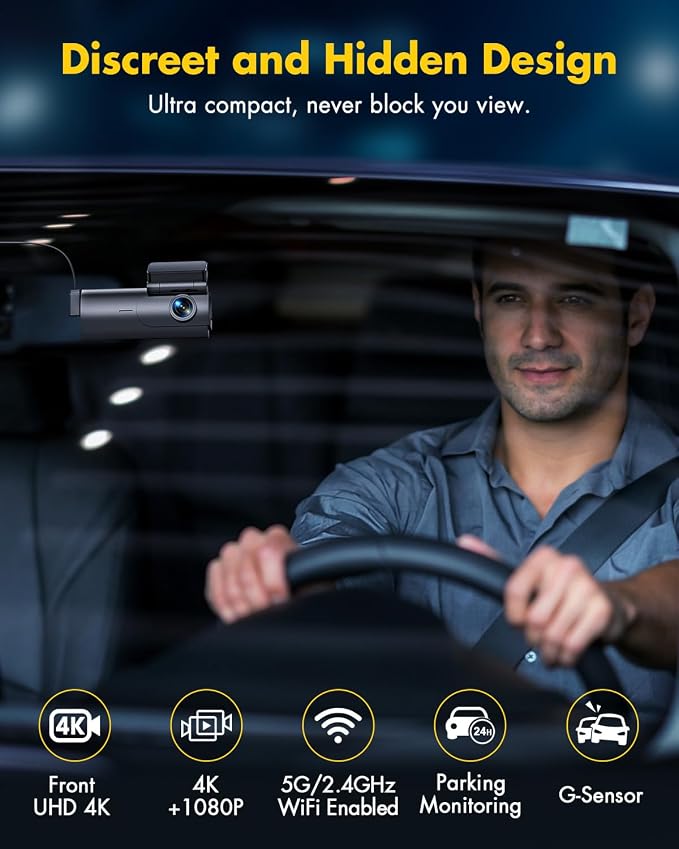 GKU Dash Cam Front and Rear Camera – 4K+1080P Dual Dash Camera - Image 4