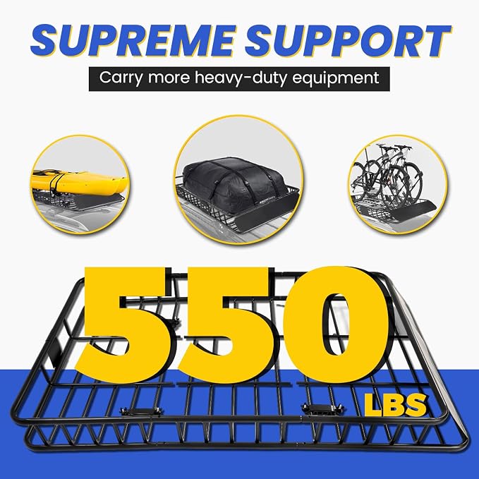 ECOTRIC 67" x 39" x 5.1'' Universal Roof Rack Cargo Carrier Basket - Image 2