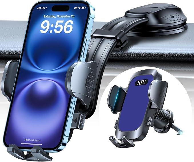 HTU Upgraded Strongest Suction Car Phone Holder Bendable Arm, Never Block View by HTU15yearsincarmounts