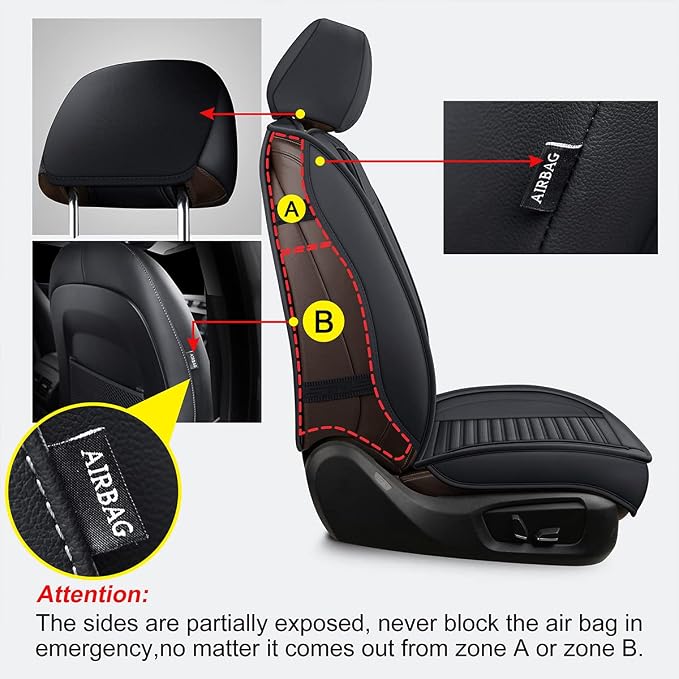 LINGVIDO Car Seat Covers, Breathable and Waterproof Faux Leather Automotive - Image 4