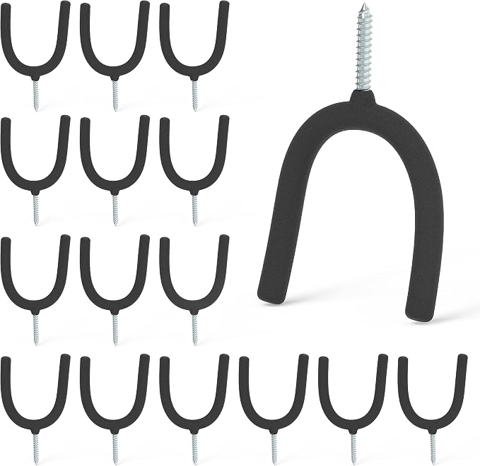 HUHOLE Screw in U Hook, Shovel Holder Wall Mount, U Hooks by HUHOLE