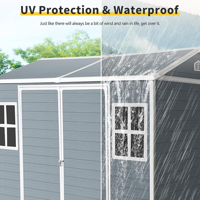8x6 FT Outdoor Storage Resin Shed - Image 3
