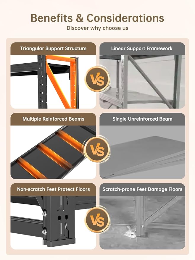 4-Tier Storage Shelves, Adjustable Industrial Metal Shelf System, 000lbs - Image 5