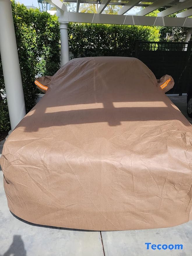 Tecoom Thick Shell Car Cover Super Breathable-Waterproof Windproof Snow Sun - Image 6