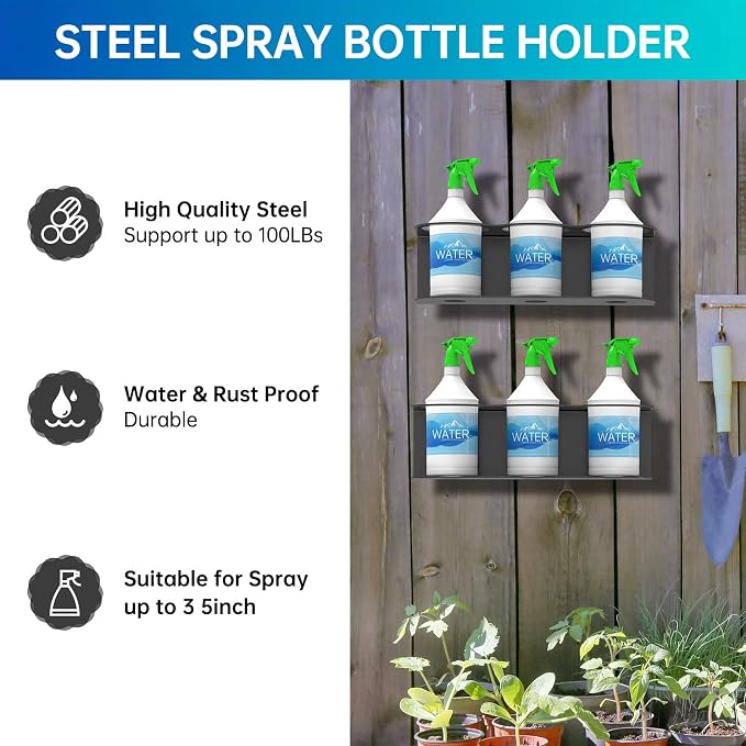 2 Pack 3 Holes All-Purpose Spray Bottle Holder Wall Mount Heavy Duty Spray Can - Image 2