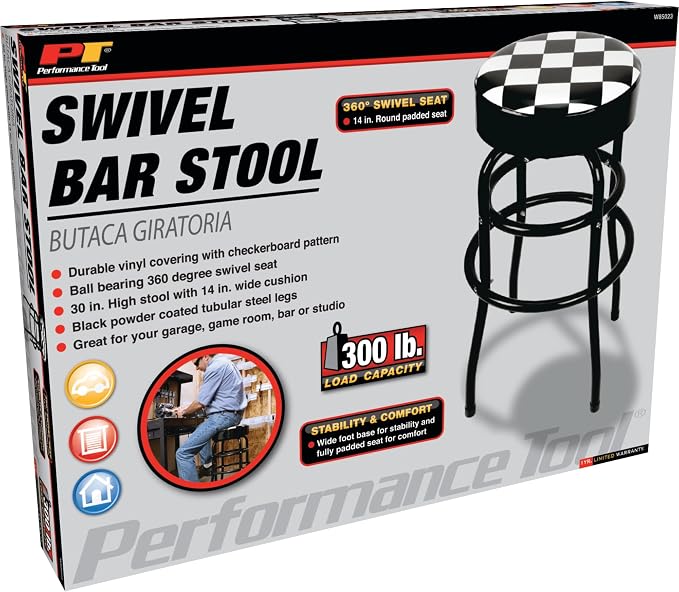 Performance Tool W85023 28-1/2-Inch Checkerboard 360 Degree Swivel Stool - Image 7