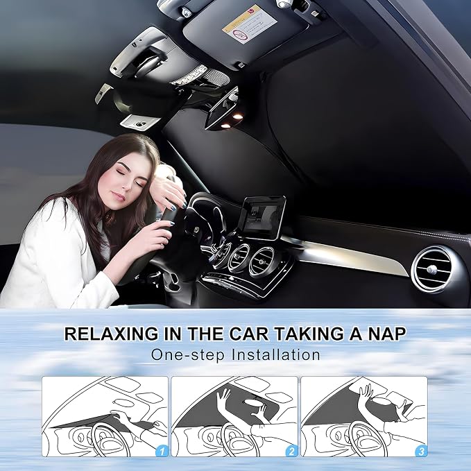 T TGBROS Windshield Sun Shade for 2019-2024 2025 GMC Sierra 1500 2500 3500 SLT - Image 7