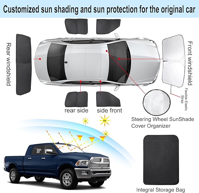TINGLU Window Shades for Dodge RAM 2500 3500 2010-2025 Accessories Car Side - Image 3