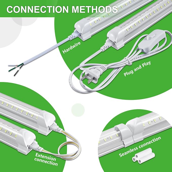 8Pack 4FT LED Shop Light Garage Lights, 50W 6000K 7500LM White Light, - Image 4