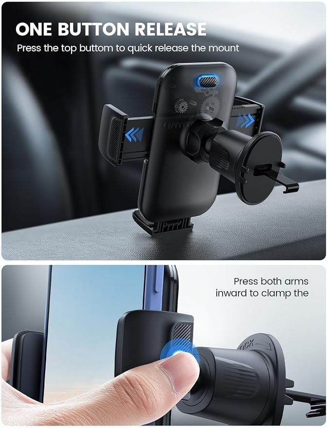 Lamicall 2025 Wider Clamp & Metal Hook Car Phone Holder Vent Phone Holders - Image 6