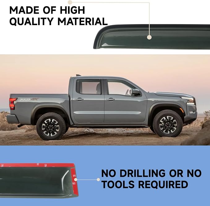 Window Visor Rain Guards Fit for Nissan Frontier Crew Cab 2005-2021 Trucks - Image 4