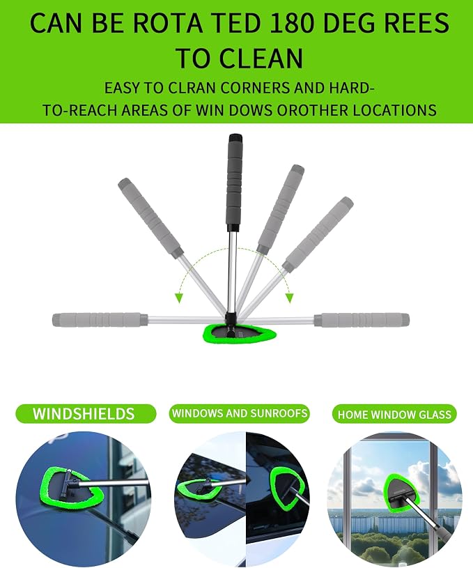 Auto Window Cleaning Tool, Retractable Windshield Cleaner Wand, Car Window - Image 4
