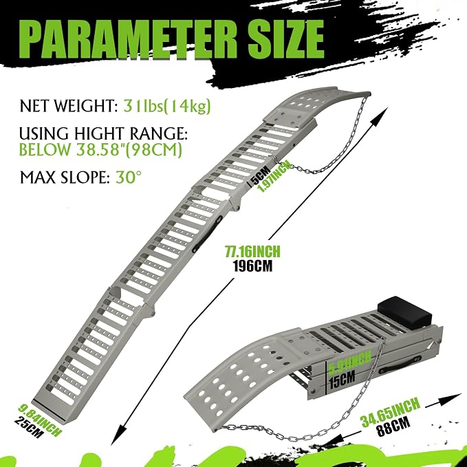 77.2" L x 9.8" W Truck Ramps, 1212 Lbs Loading Ramps - Image 4